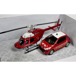 Peugeot 207 pompiers et hélicoptère