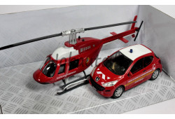 Peugeot 207 pompiers et hélicoptère