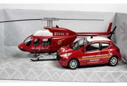 Peugeot 207 pompiers et hélicoptère